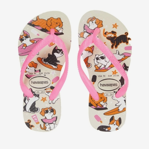 NWT Girl's Havaianas Slim Pets Flip-flops - Picture 1 of 8